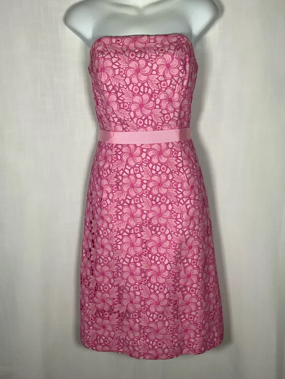 Lilly Pulitzer Dress Size 4 Pink Floral Strapless Lace Dress - Picture 1 of 10